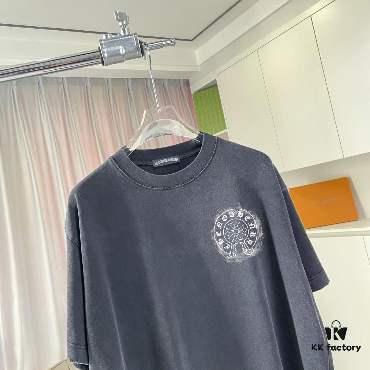 6931a3fcccd8ab3d7af9840a CH Crochet * 2025 Summer New Arrival Distressed Washed Short Sleeve T-Shirt with Monkey Spray and Sanskrit Cross Print Unisex Custom 320g Fabric