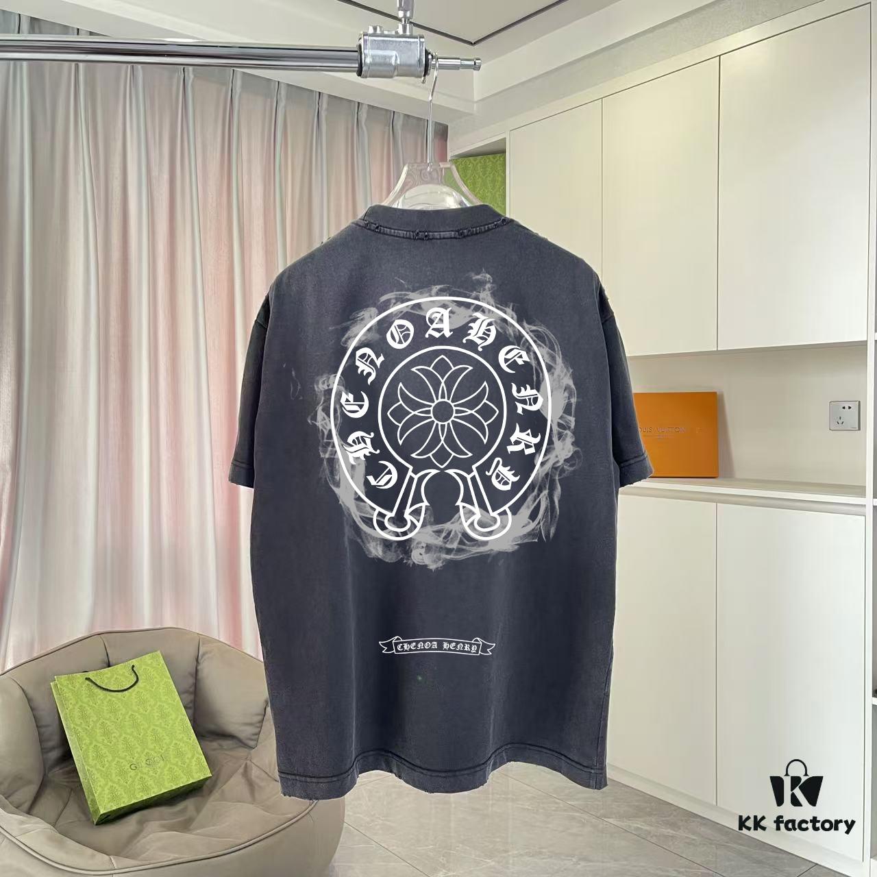 6931a3fdccd8ab3d7af9840b CH Crochet * 2025 Summer New Arrival Distressed Washed Short Sleeve T-Shirt with Monkey Spray and Sanskrit Cross Print Unisex Custom 320g Fabric