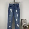 6931a3ffccd8ab3d7af98424 New Chrome Hearts Leather-Patched Denim Jeans Unisex