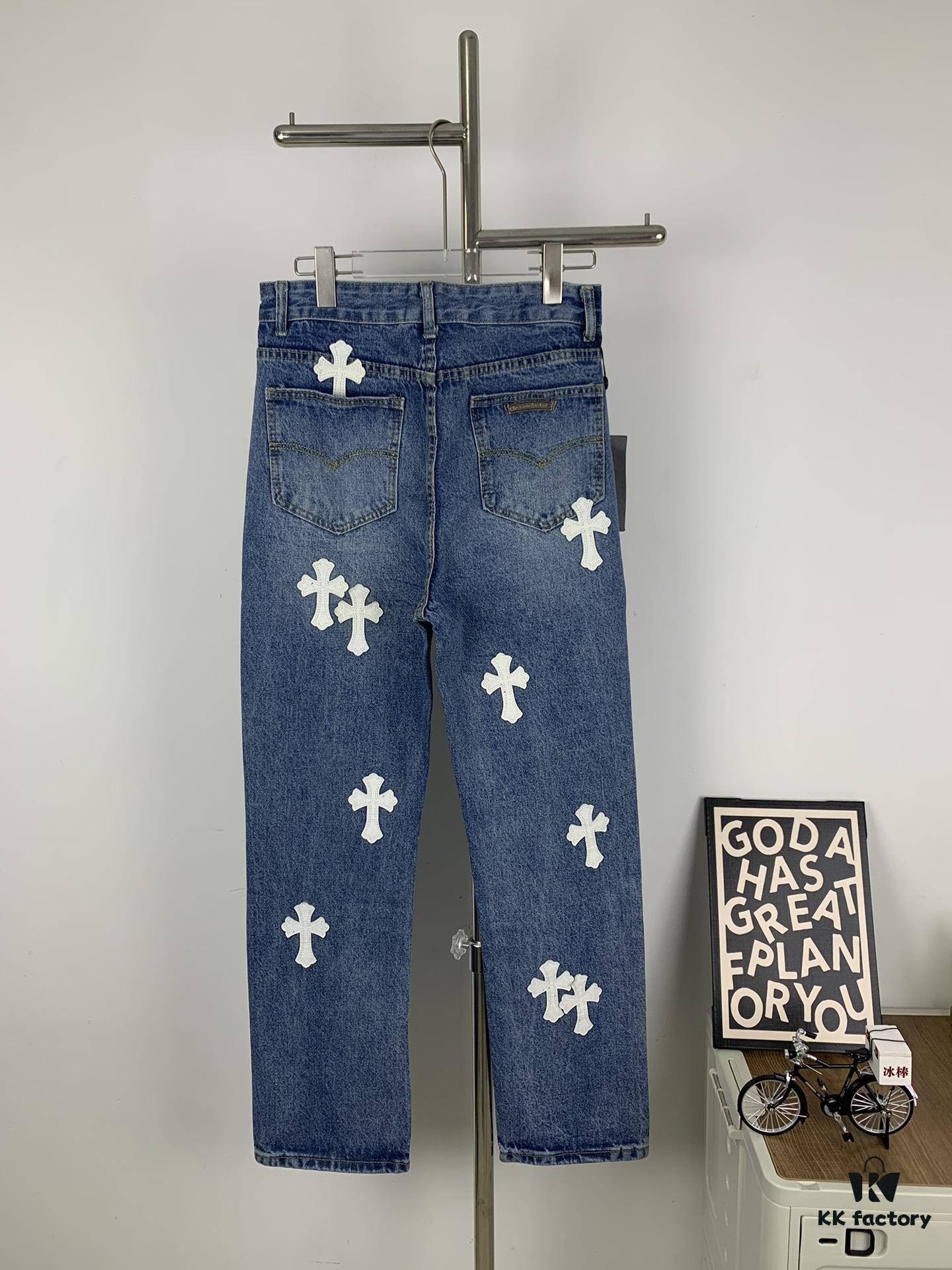 6931a3ffccd8ab3d7af98425 New Chrome Hearts Leather-Patched Denim Jeans Unisex