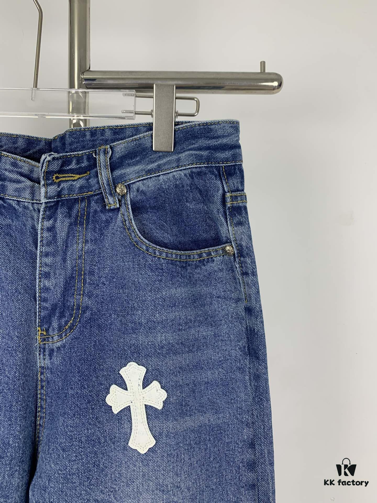 6931a3ffccd8ab3d7af98427 New Chrome Hearts Leather-Patched Denim Jeans Unisex
