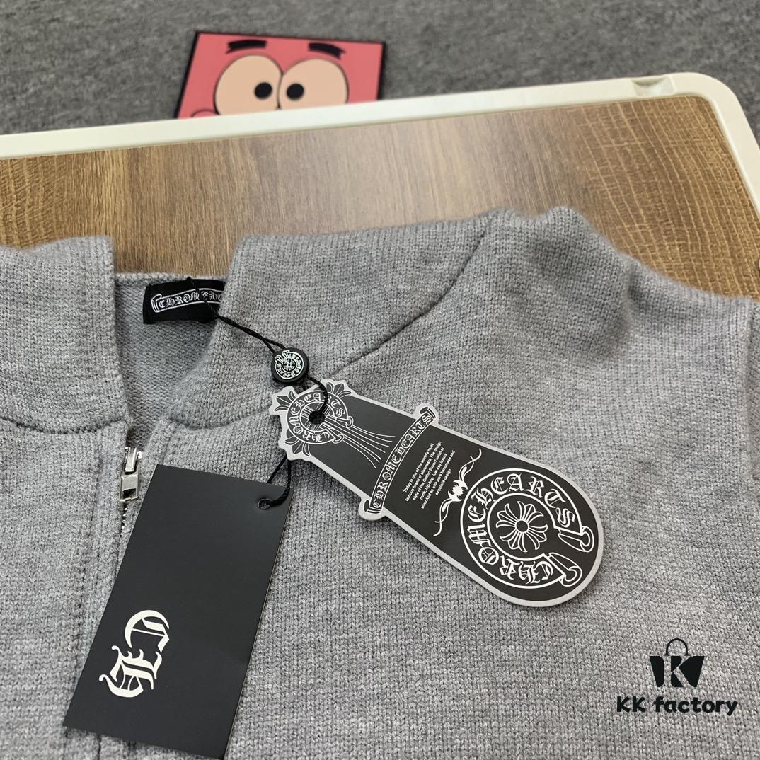 6931a400ccd8ab3d7af98435 Chrome Hearts CH Cross Classic Heavy Embellished Zip-Up Knit Hooded Sweater Coat