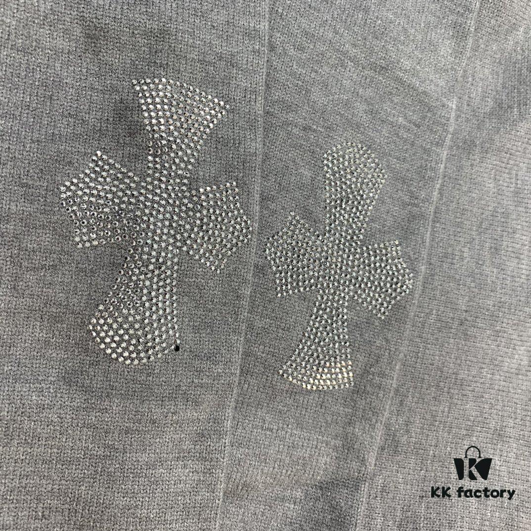 6931a400ccd8ab3d7af98438 Chrome Hearts CH Cross Classic Heavy Embellished Zip-Up Knit Hooded Sweater Coat