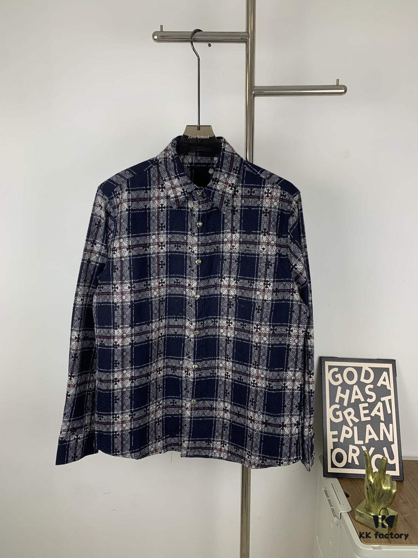 6931a401ccd8ab3d7af98443 Chrome Hearts Classic Cashew Flower Cross Jacquard Long Sleeve Shirt Unisex Casual Shirt