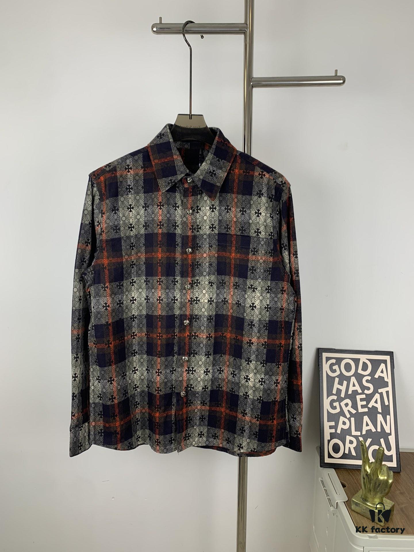 6931a401ccd8ab3d7af98444 Chrome Hearts Classic Cashew Flower Cross Jacquard Long Sleeve Shirt Unisex Casual Shirt
