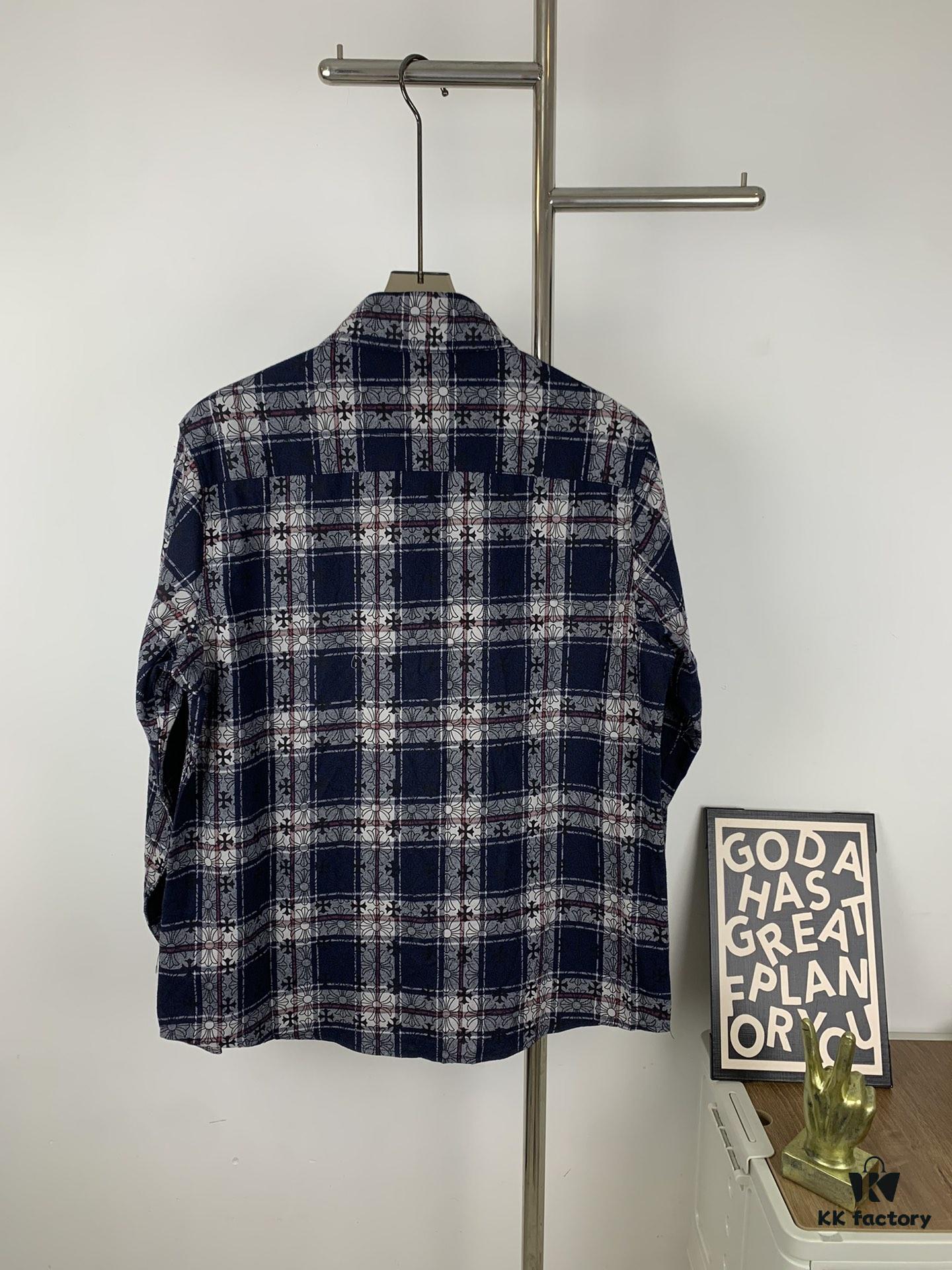 6931a401ccd8ab3d7af98445 Chrome Hearts Classic Cashew Flower Cross Jacquard Long Sleeve Shirt Unisex Casual Shirt