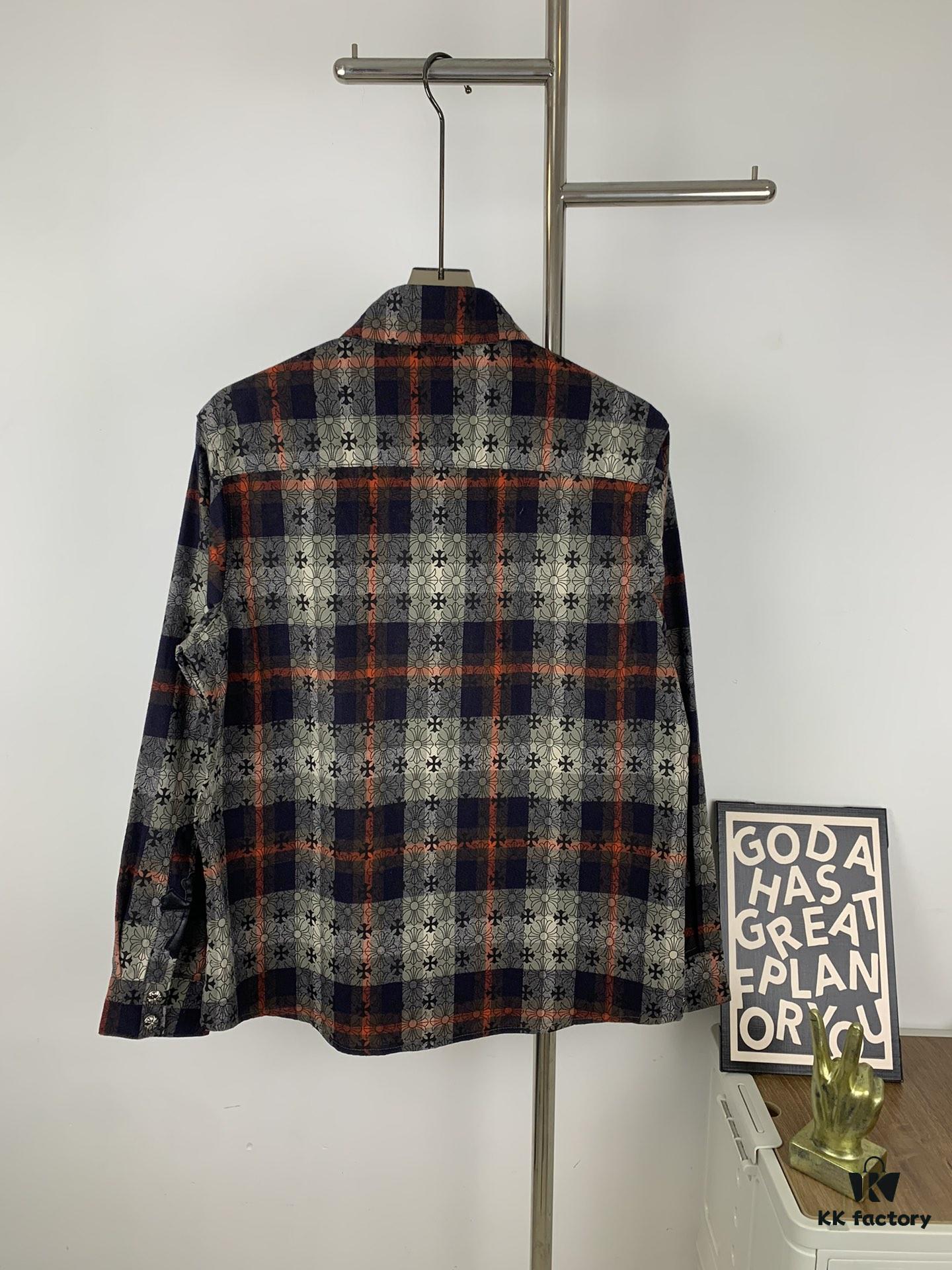 6931a401ccd8ab3d7af98446 Chrome Hearts Classic Cashew Flower Cross Jacquard Long Sleeve Shirt Unisex Casual Shirt
