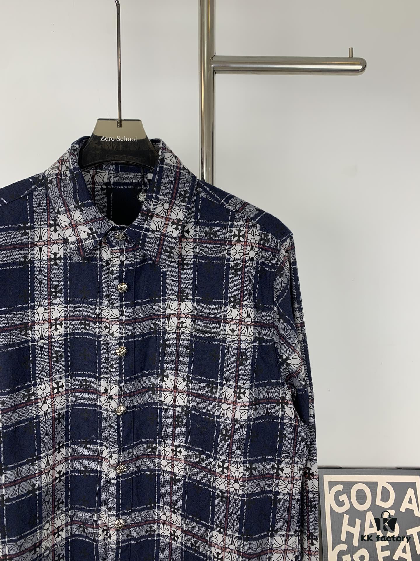 6931a401ccd8ab3d7af98448 Chrome Hearts Classic Cashew Flower Cross Jacquard Long Sleeve Shirt Unisex Casual Shirt