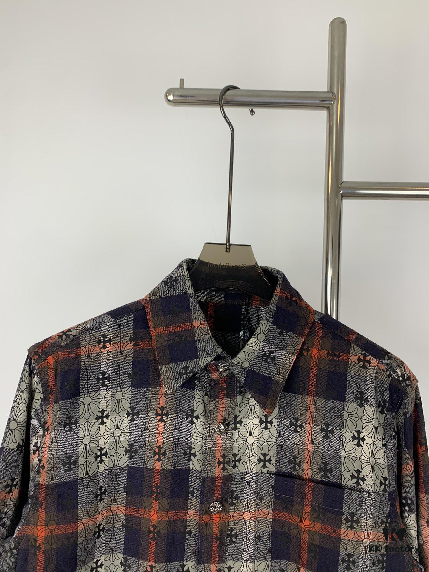 6931a401ccd8ab3d7af9844a Chrome Hearts Classic Cashew Flower Cross Jacquard Long Sleeve Shirt Unisex Casual Shirt