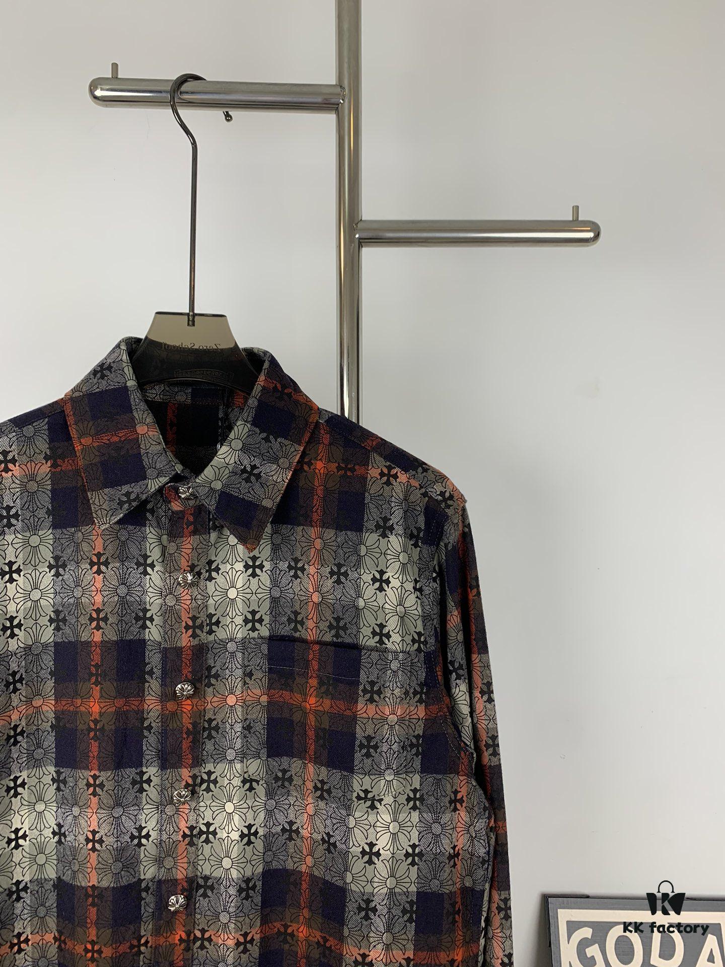 6931a401ccd8ab3d7af9844b Chrome Hearts Classic Cashew Flower Cross Jacquard Long Sleeve Shirt Unisex Casual Shirt