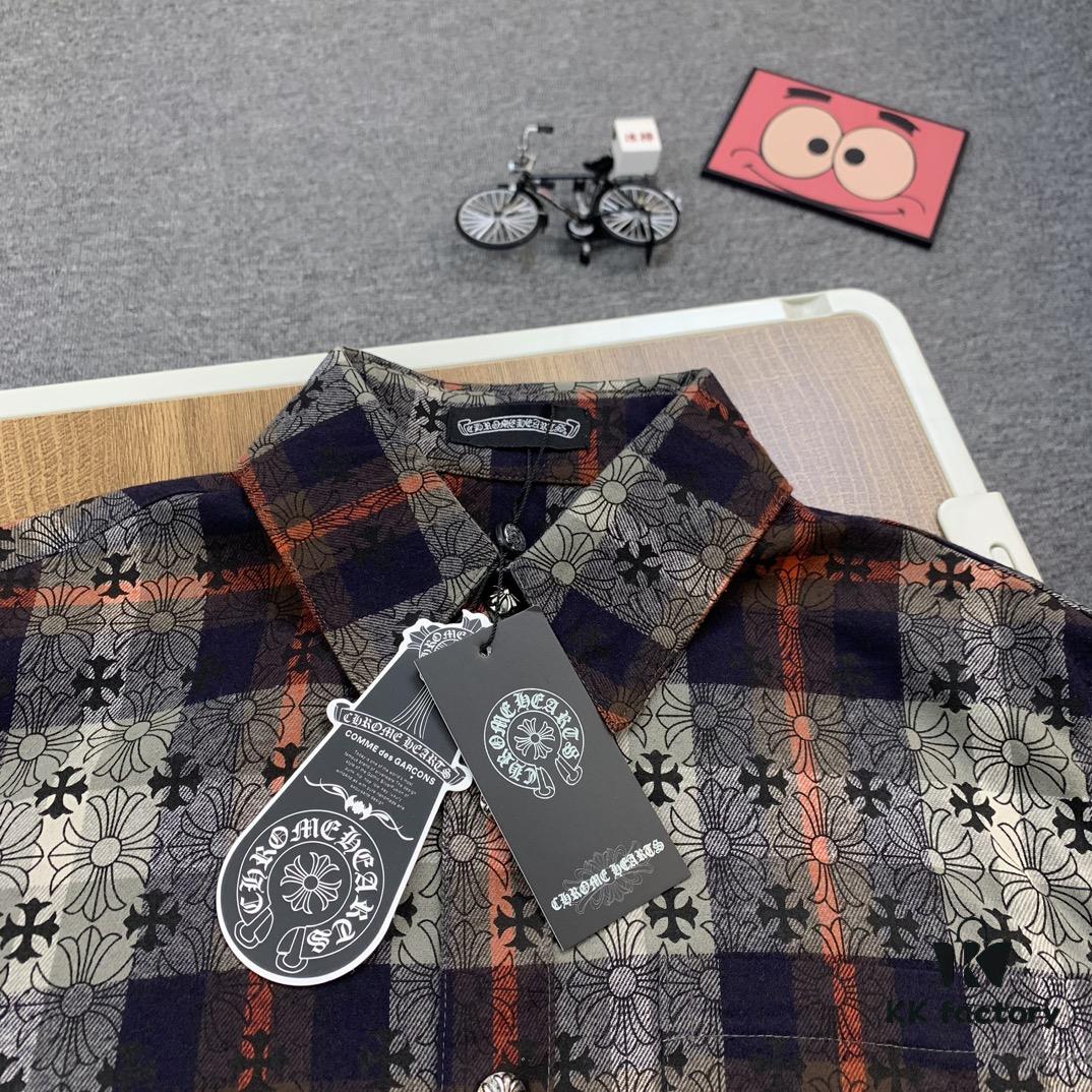 6931a401ccd8ab3d7af9844d Chrome Hearts Classic Cashew Flower Cross Jacquard Long Sleeve Shirt Unisex Casual Shirt