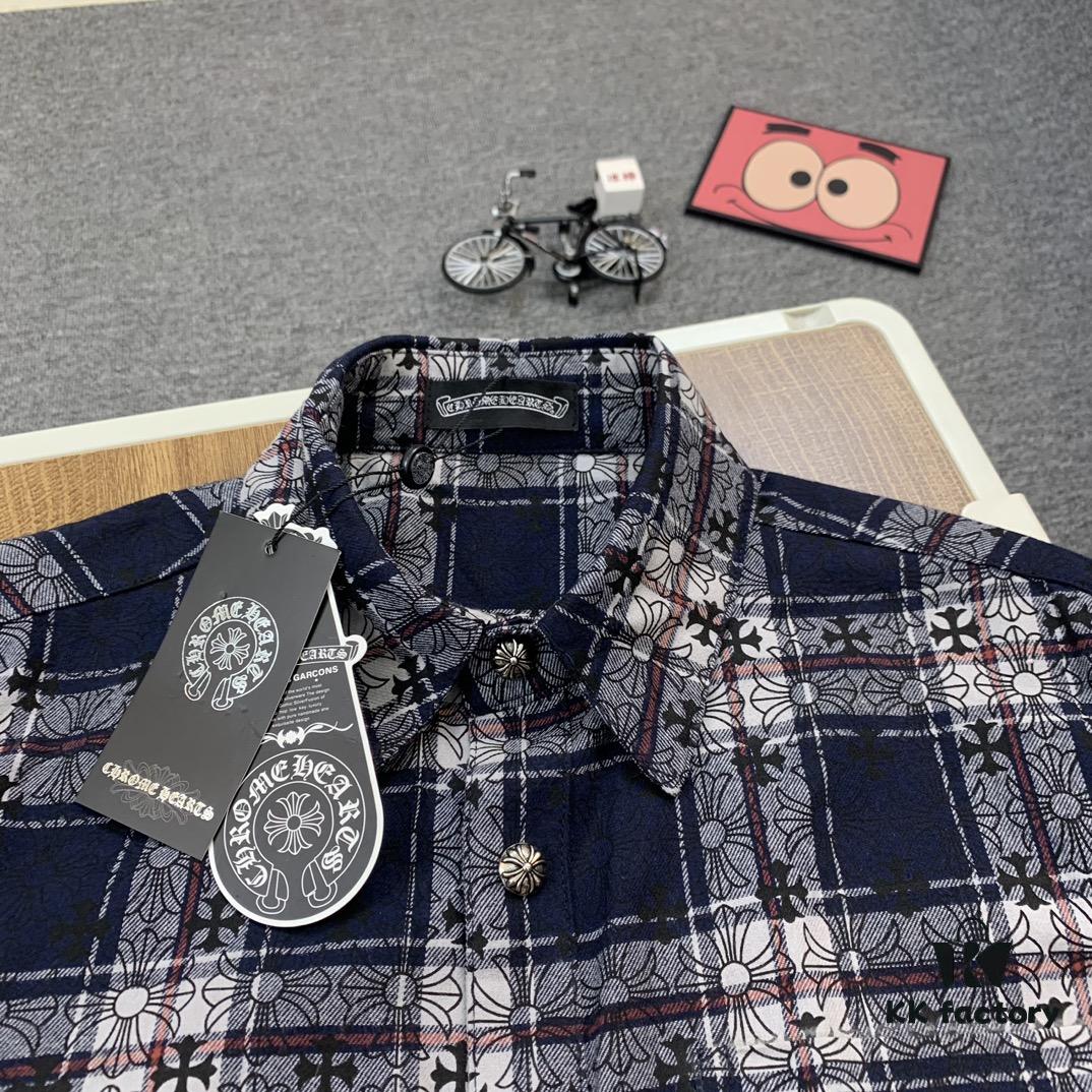 6931a401ccd8ab3d7af98450 Chrome Hearts Classic Cashew Flower Cross Jacquard Long Sleeve Shirt Unisex Casual Shirt