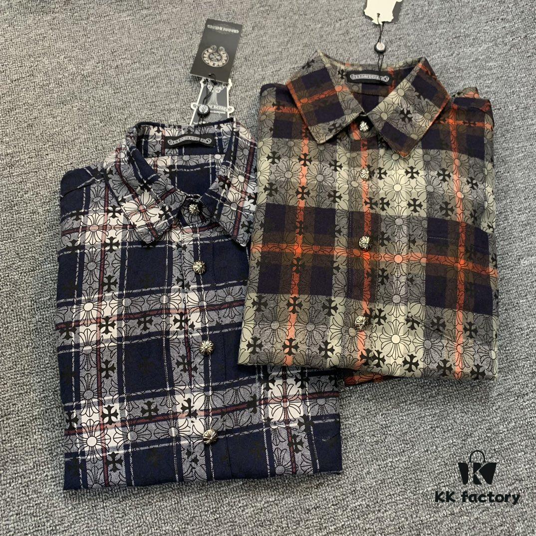 6931a401ccd8ab3d7af98451 Chrome Hearts Classic Cashew Flower Cross Jacquard Long Sleeve Shirt Unisex Casual Shirt