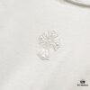6931a408ccd8ab3d7af984c2 Chrome Hearts 320g Washed Short Sleeve T-Shirt with Leather Sanskrit Colorful Cross Logo Front and Back