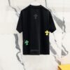 6931a408ccd8ab3d7af984c6 Chrome Hearts 320g Washed Cotton Short Sleeve T-Shirt with Leather Front and Back Sanskrit Mantra Colorful Cross Logo
