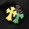 6931a408ccd8ab3d7af984c8 Chrome Hearts 320g Washed Cotton Short Sleeve T-Shirt with Leather Front and Back Sanskrit Mantra Colorful Cross Logo