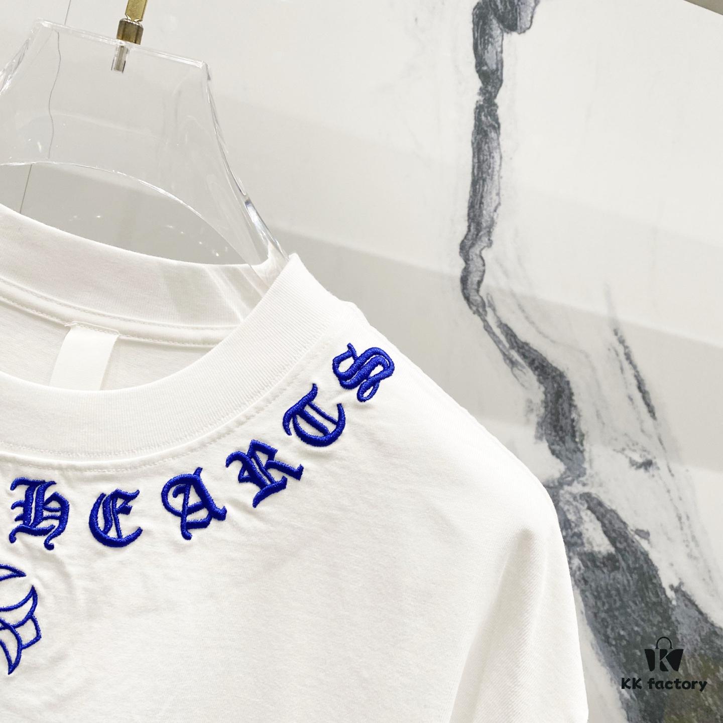 6931a409ccd8ab3d7af984da Chrome Hearts 320g Washed Short Sleeve T-Shirt with Embroidered Sanskrit Logo and Cross Patch