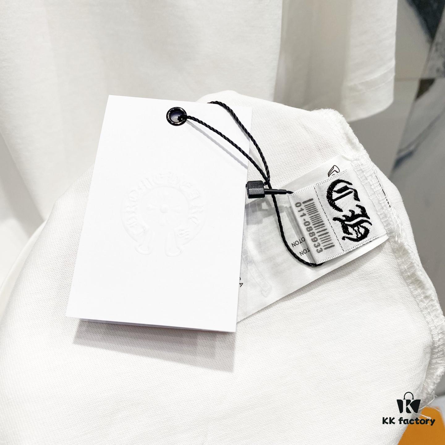 6931a409ccd8ab3d7af984e1 Chrome Hearts 320g Washed Short Sleeve T-Shirt with Embroidered Sanskrit Logo and Cross Patch