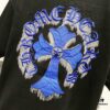 6931a40accd8ab3d7af984e6 Chrome Hearts 320g Washed Cotton Short Sleeve T-Shirt with Embroidered Sanskrit Logo and Cross Patch