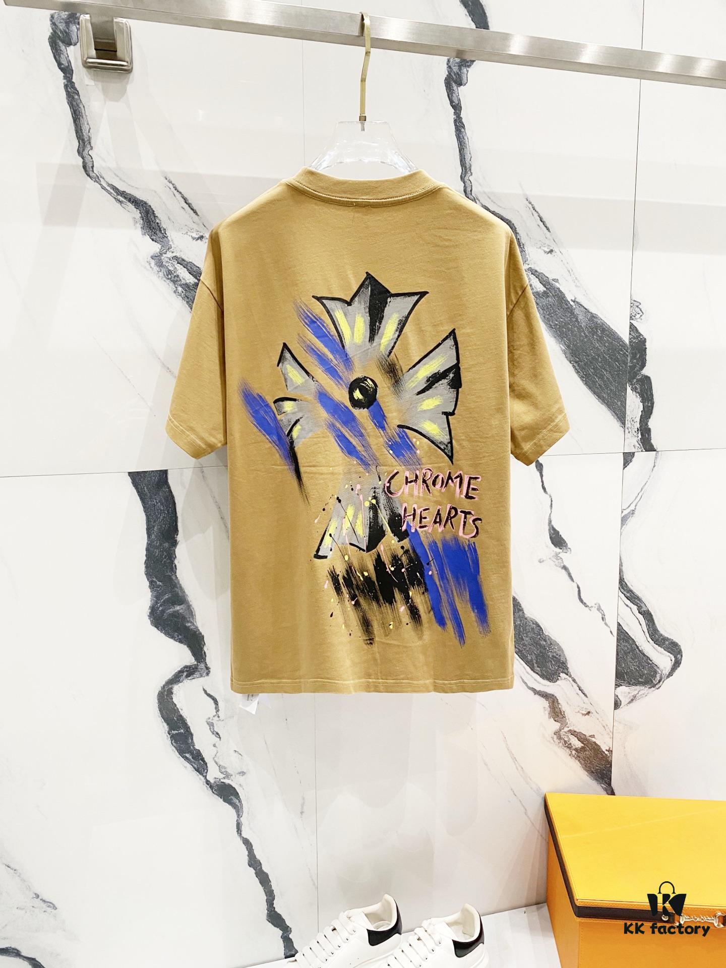6931a40accd8ab3d7af984ed Chrome Hearts 320g Washed Short Sleeve T-Shirt with Graffiti Cross Sanskrit Logo Front and Back Print