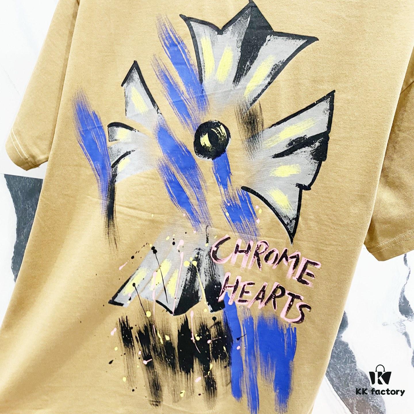 6931a40accd8ab3d7af984f0 Chrome Hearts 320g Washed Short Sleeve T-Shirt with Graffiti Cross Sanskrit Logo Front and Back Print