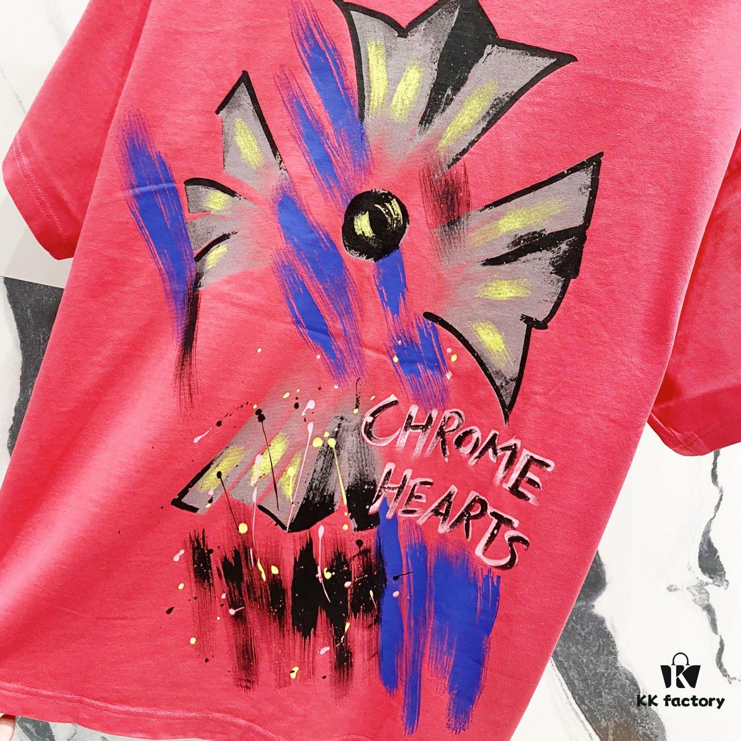 6931a40bccd8ab3d7af984f9 Chrome Hearts 320g Washed Short Sleeve T-Shirt with Graffiti Cross, Sanskrit Logo and Front Back Print Design