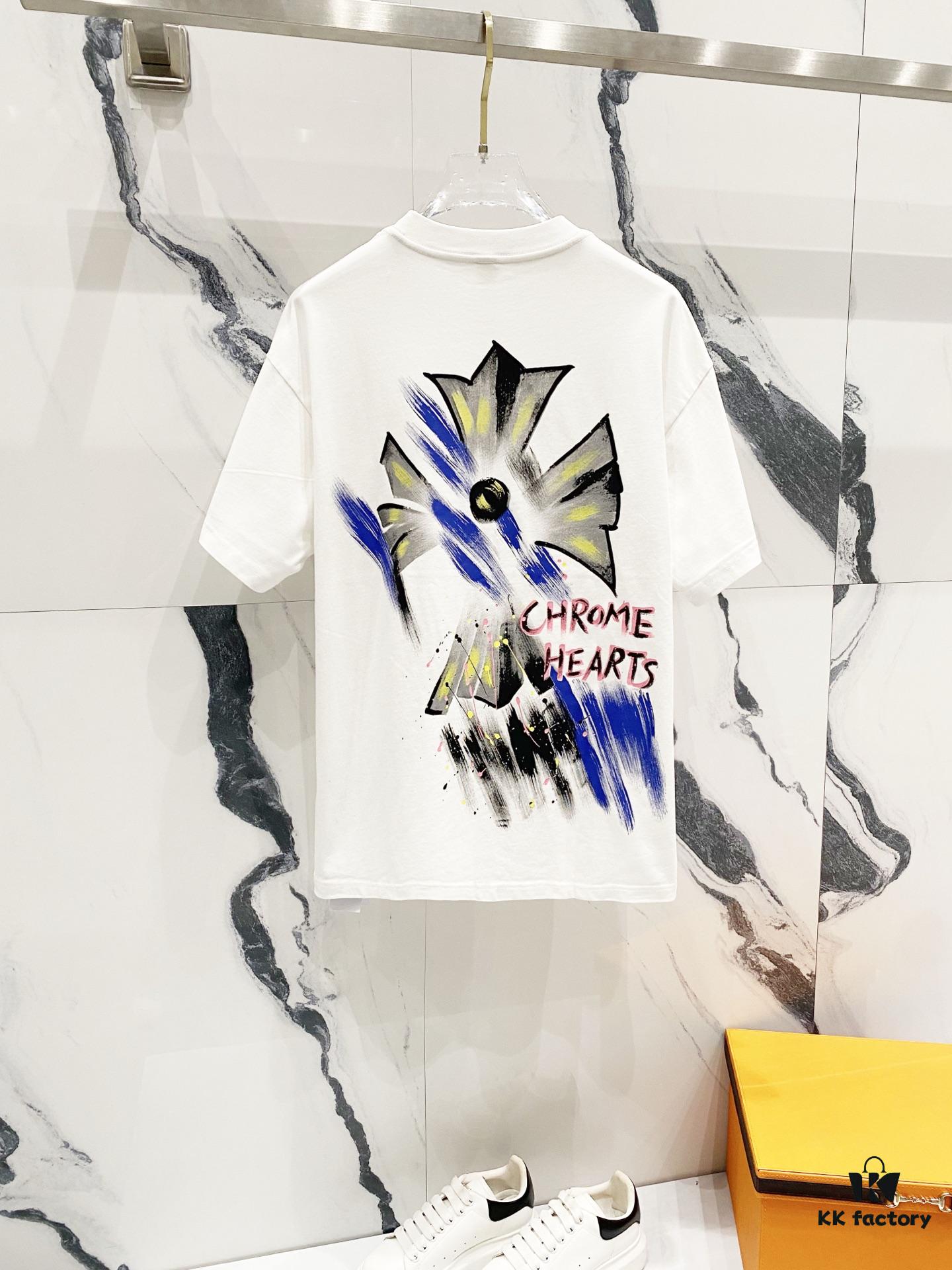 6931a40bccd8ab3d7af984ff Chrome Hearts 320g Washed Short Sleeve T-Shirt with Graffiti Cross Sanskrit Logo Front and Back Print