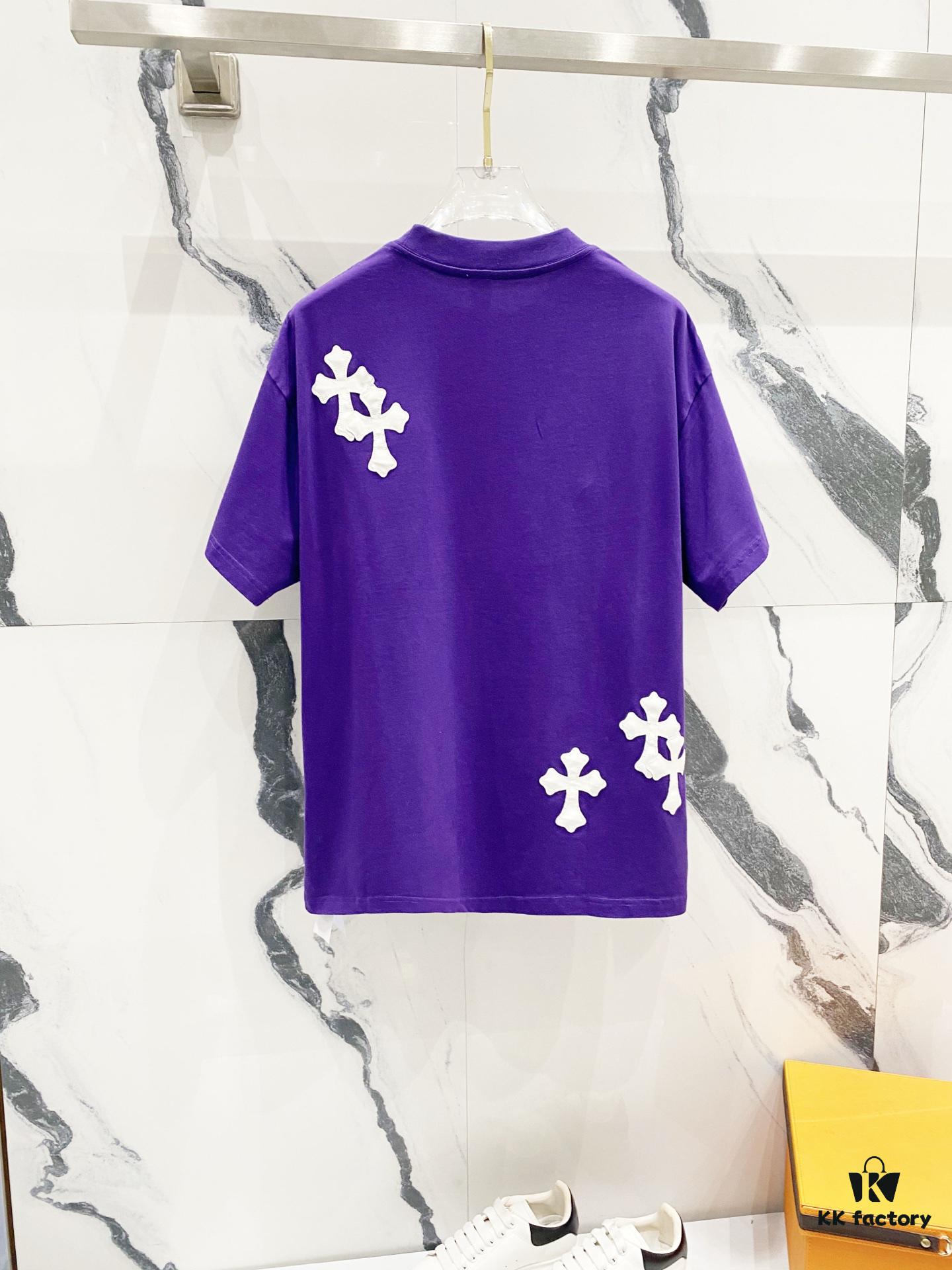 6931a40cccd8ab3d7af9851a Chrome Hearts 320g Washed Cotton Short Sleeve T-Shirt with Embroidered Logo, Leather Patch and Cross Design