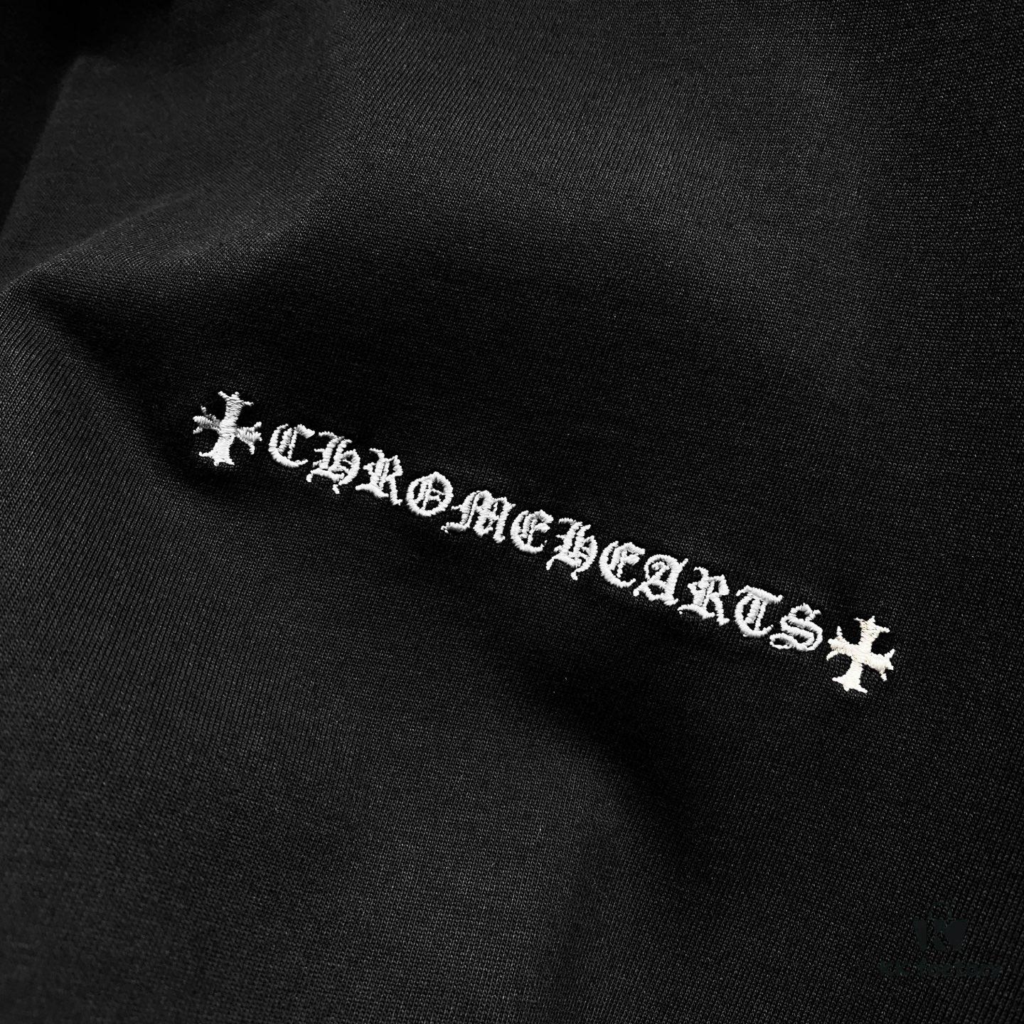 6931a40eccd8ab3d7af9852f Chrome Hearts 320g Washed Short Sleeve T-Shirt with Embroidered Logo, Leather Patch and Cross Design