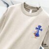 6931a40fccd8ab3d7af98542 Chrome Hearts 320g Washed Short Sleeve T-Shirt with Sanskrit Logo and Cross Embroidery