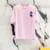 6931a40fccd8ab3d7af98548 Chrome Hearts 320g Washed Cotton Short Sleeve T-Shirt with Sanskrit Logo and Cross Embroidery