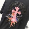 6931a410ccd8ab3d7af98556 Chrome Hearts 320g Washed Short Sleeve T-Shirt with Sanskrit Logo and Cross Embroidery