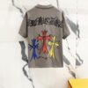 6931a410ccd8ab3d7af9855d Chrome Hearts 320g Washed Short Sleeve T-Shirt with Front and Back Colorful Cross Sanskrit Logo Print