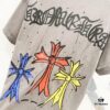 6931a410ccd8ab3d7af98560 Chrome Hearts 320g Washed Short Sleeve T-Shirt with Front and Back Colorful Cross Sanskrit Logo Print