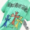 6931a411ccd8ab3d7af9856a Chrome Hearts 320g Washed Short Sleeve T-Shirt with Front and Back Colorful Cross Sanskrit Logo Print