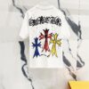 6931a411ccd8ab3d7af98571 Chrome Hearts 320g Washed Short Sleeve T-Shirt with Front and Back Colorful Cross Sanskrit Logo Print