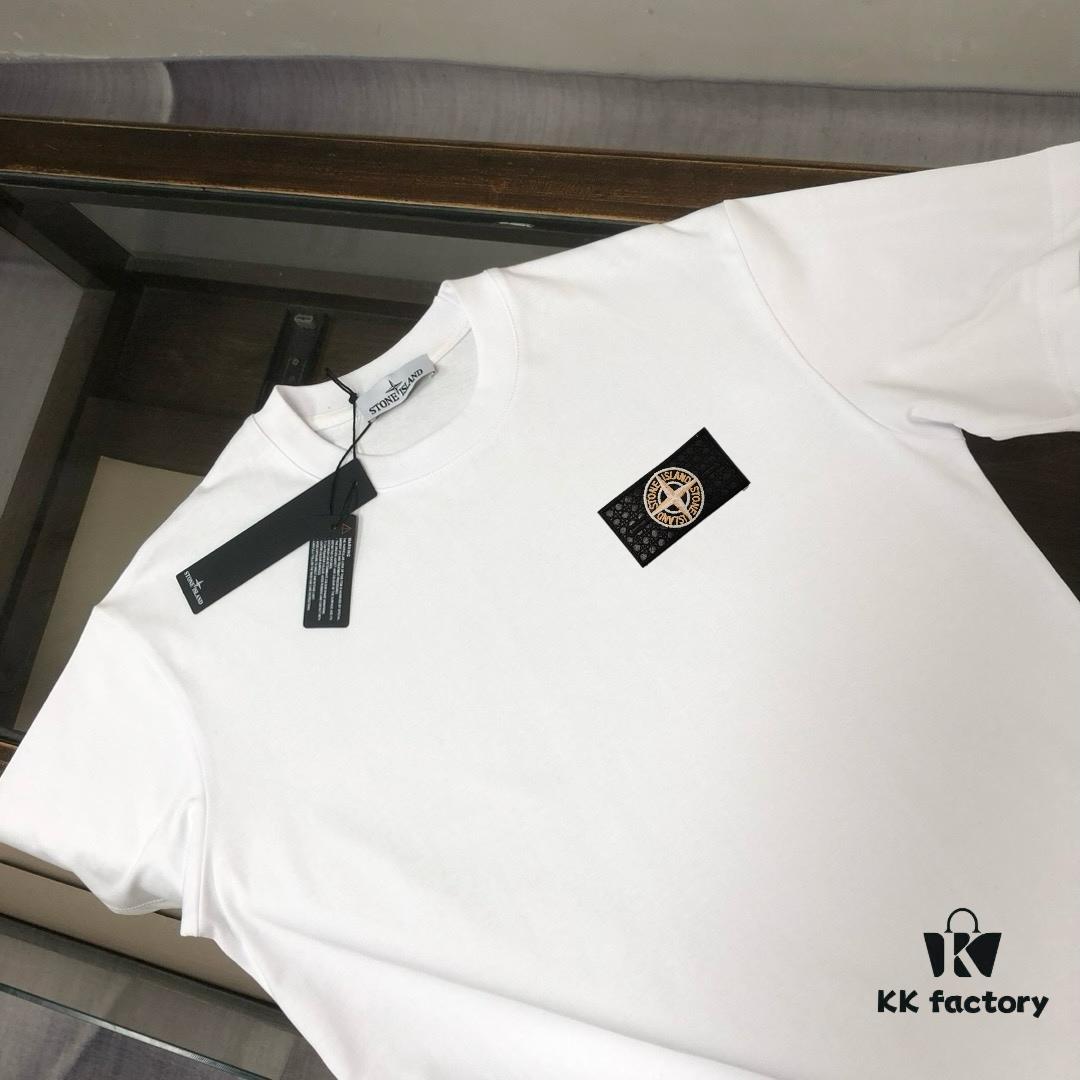 6931a41eccd8ab3d7af9860d A⭐️Stone Island Latest Couple Round Neck Short Sleeve T-Shirt - Fashionable and Comfortable Unisex Tee with Custom Compass Embroidered Logo