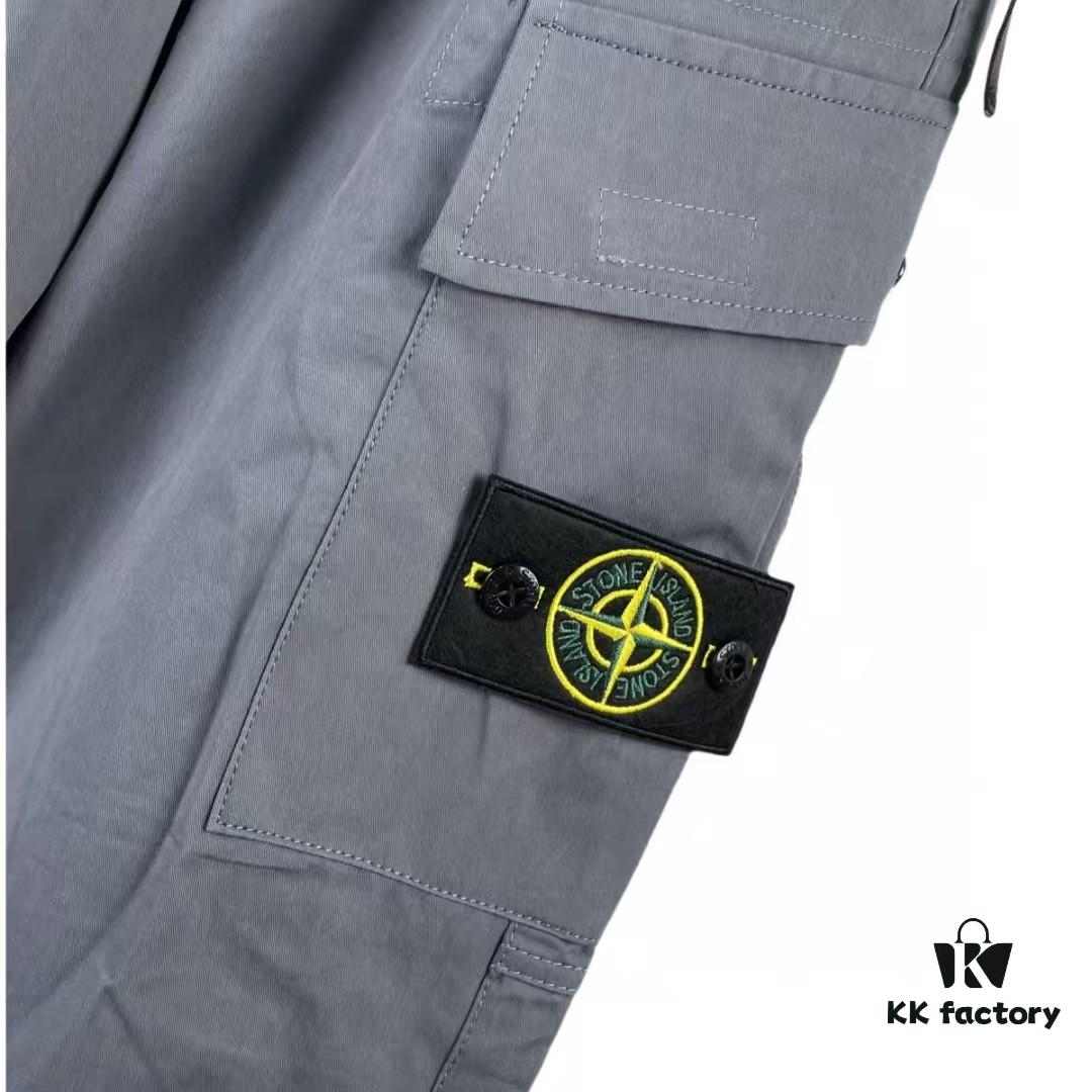 6931a41fccd8ab3d7af9861e STONE ISLAND 23SS Compass Dual-Pocket Elastic Waist Cargo Pants - Lightweight Stretch Cotton Canvas with Brushed Finish