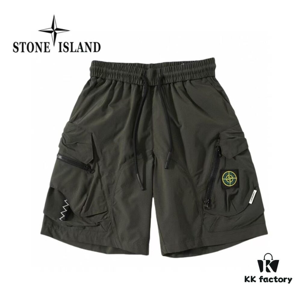 6931a420ccd8ab3d7af9862a STONE ISLAND Original Surplus Cargo Zipper Pocket Quick-Dry Summer Shorts - High-Quality Nylon Fabric, Lightweight and Comfortable, Modern Slim Fit, Streetwear Style