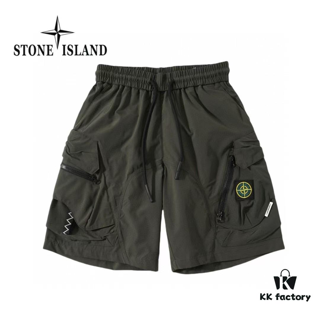 6931a420ccd8ab3d7af9862a STONE ISLAND Original Surplus Cargo Zipper Pocket Quick-Dry Summer Shorts - High-Quality Nylon Fabric, Lightweight and Comfortable, Modern Slim Fit, Streetwear Style