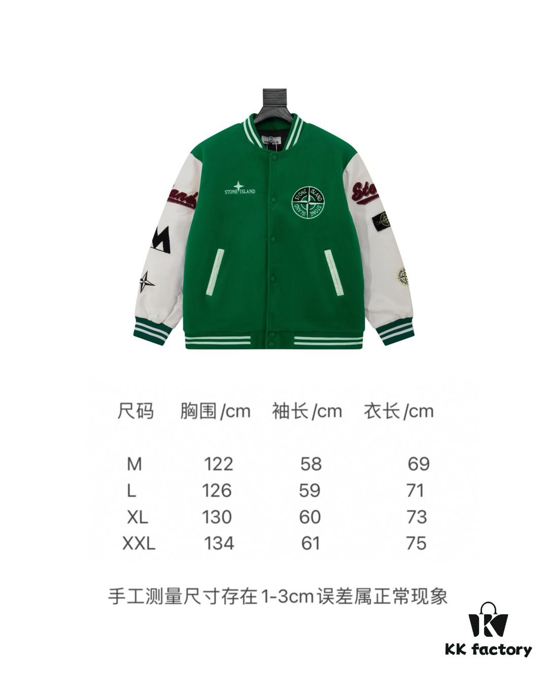 6931a42accd8ab3d7af986e6 Stone Island 24FW Premium Leather-Patched Baseball Jacket with Embroidered Logo