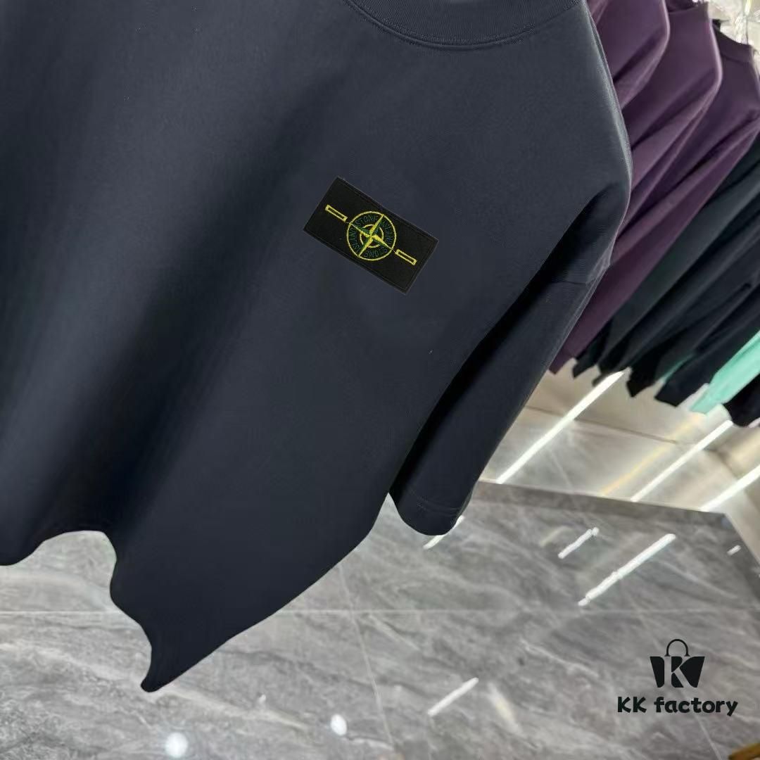 6931a42eccd8ab3d7af98725 Stone Island 2025 Spring Collection Short Sleeve T-Shirt with Hand-Customized Chest Logo, 100% Cotton Premium Fabric, 260g Same-Batch Dyed Material, OS Drop-Shoulder Fit