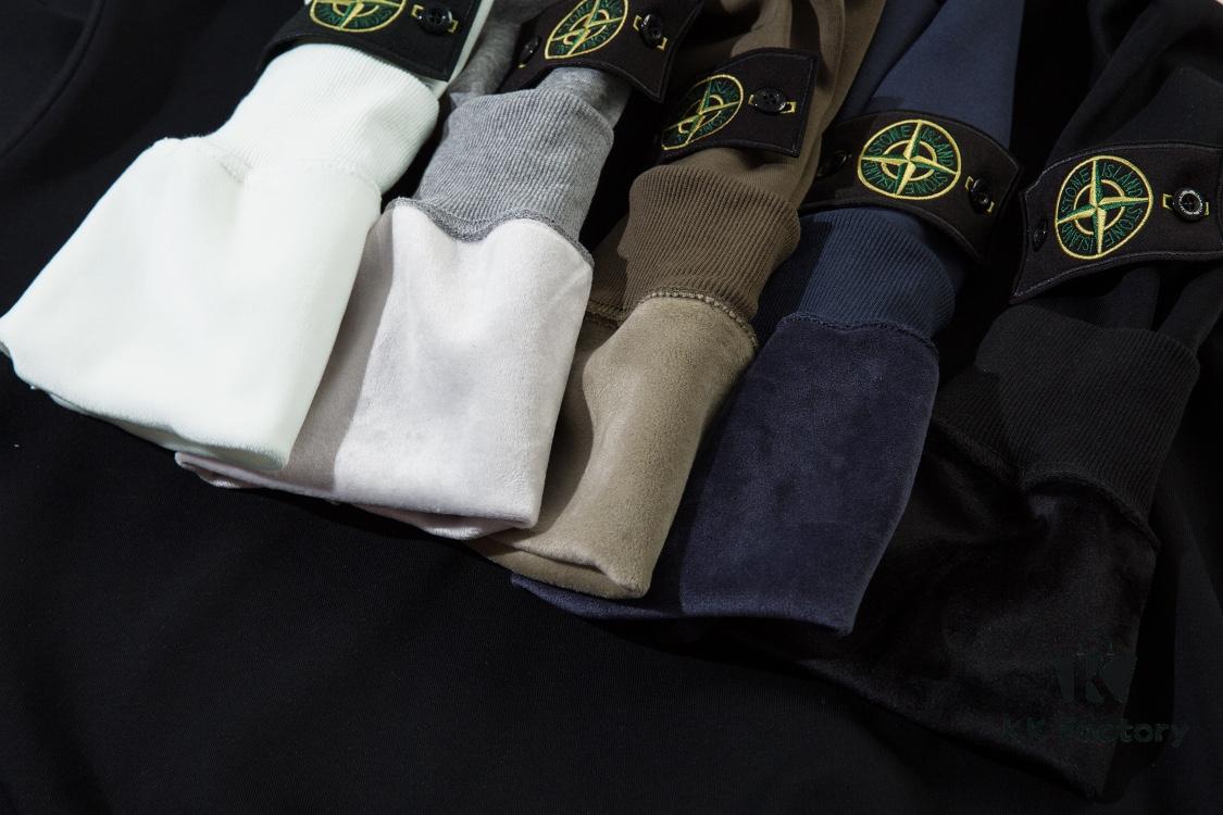 STONE ISLAND Fleece Crewneck Sweatshirt in Black, White, Military Green, Royal Blue, Heather Gray