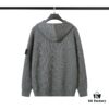 909# Stone Island Zipper Open-Front Hooded Knit Sweater in Black, White, Gray