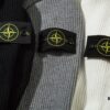 909# Stone Island Zipper Open-Front Hooded Knit Sweater in Black, White, Gray