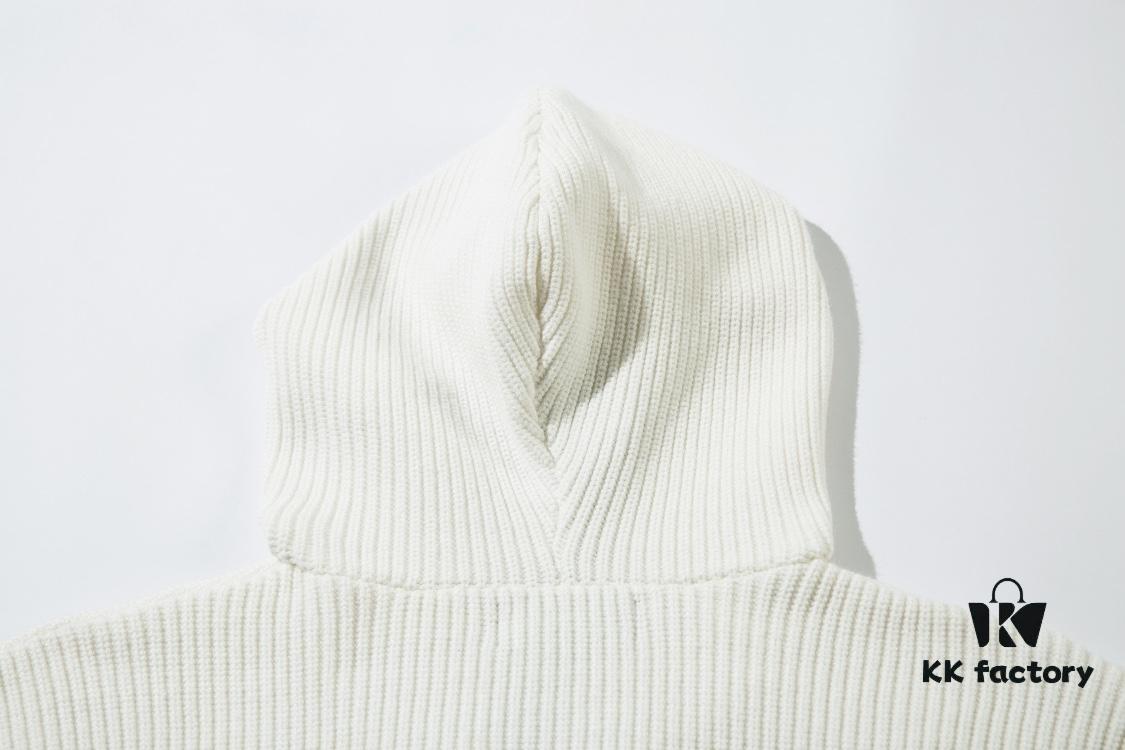 909# Stone Island Zipper Open-Front Hooded Knit Sweater in Black, White, Gray