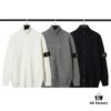 6931a433ccd8ab3d7af98774 908# STONE ISLAND Knit Zip-Front Stand Collar Sweater. Black, White, Gray