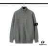 6931a433ccd8ab3d7af98775 908# STONE ISLAND Knit Zip-Front Stand Collar Sweater. Black, White, Gray