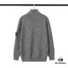 6931a433ccd8ab3d7af98777 908# STONE ISLAND Knit Zip-Front Stand Collar Sweater. Black, White, Gray