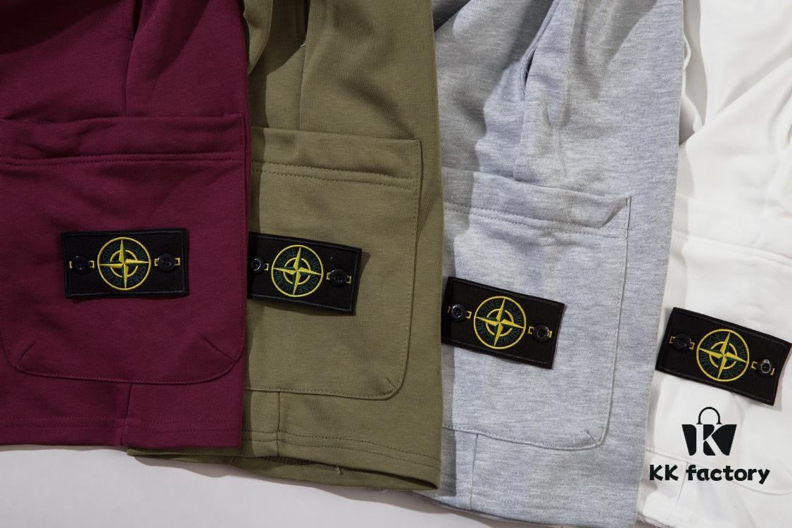 STONE ISLAND Summer Sweatpants in White, Green, Grey, and Maroon